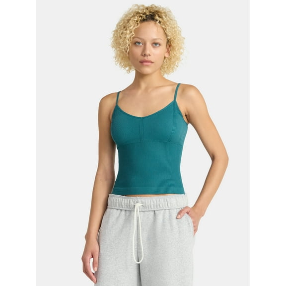 No Boundaries Seamless Miter Textured V-Neck Cami with Demi Cups, Women's