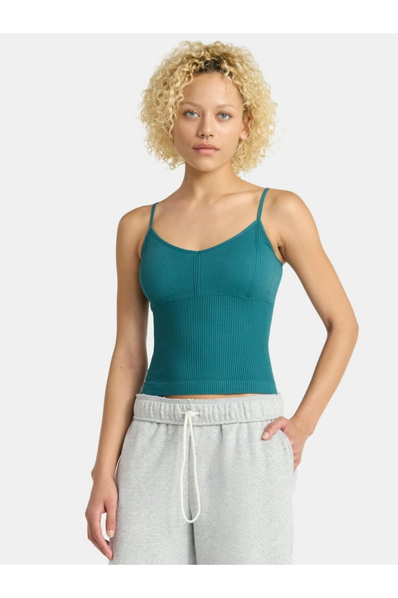 Seamless Miter Textured V-Neck Cami with Demi Cups, Women's