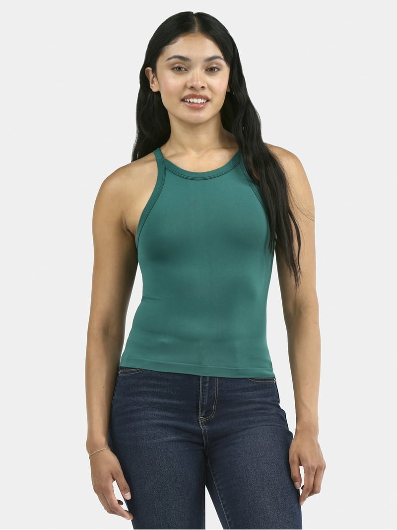 No Boundaries Seamless Tank Top Women Cropped High Neck Sleeveless