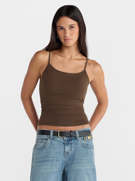Cropped Cami Top with Shelf Bra, Women's XXS-XXL