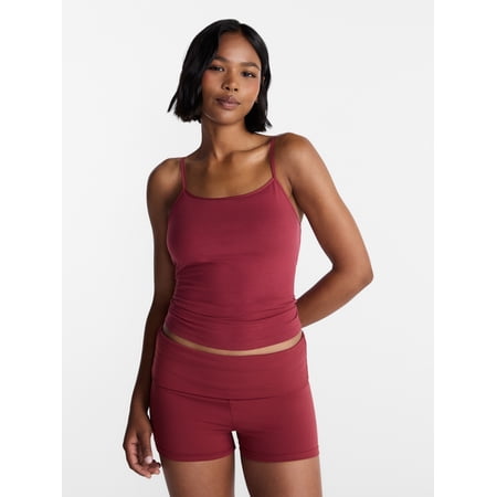 No Boundaries Cropped Cami Top with Shelf Bra, Women's XXS-XXL