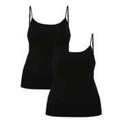 No Boundaries Cami with Built-In Bra, 2 Pack, Women’s and Women’s Plus