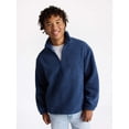thumbnail image 1 of No Boundaries Faux Shearling Quarter Zip Pullover, Men’s XS-4XL, 1 of 6