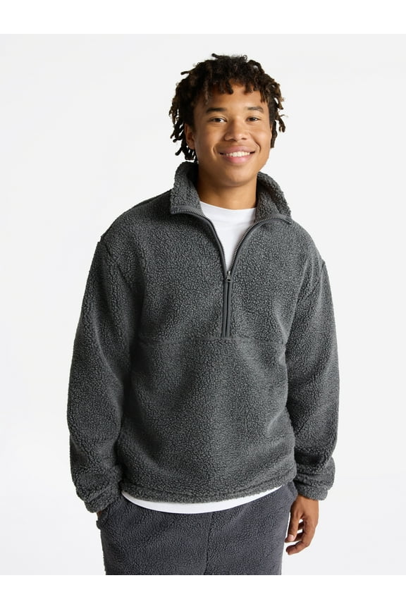 Faux Shearling Quarter Zip Pullover, Men’s