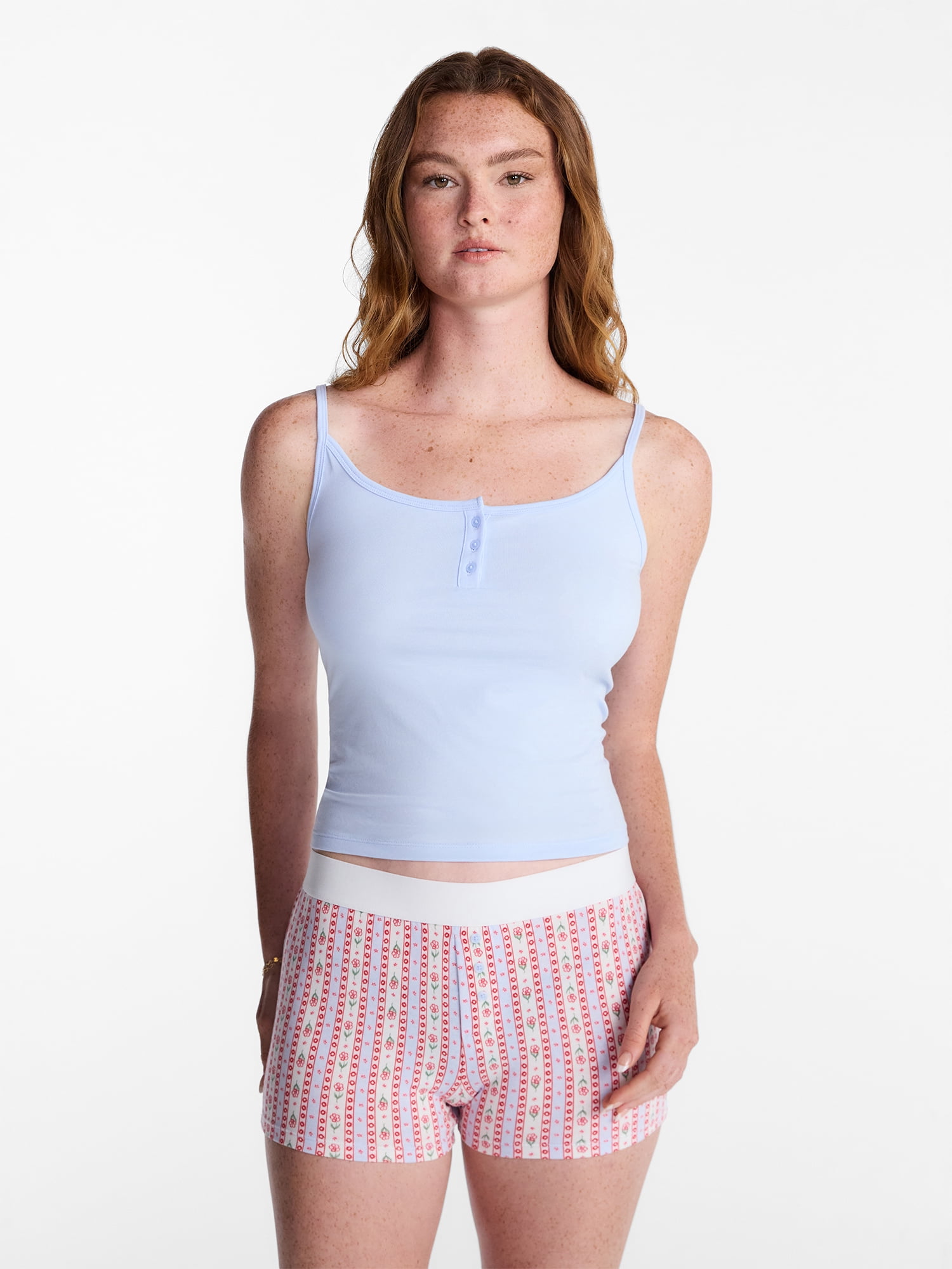No Boundaries Women’s and Women’s Plus Cloud Core Sleepwear Cami and Boxers, 2-Piece Set, Sizes XXS-3X