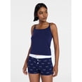 thumbnail image 1 of No Boundaries Cami and Boxer Shorts Sleep Set from our Cloud Core Collection, 2-Piece, Women's XXS-3X, 1 of 5