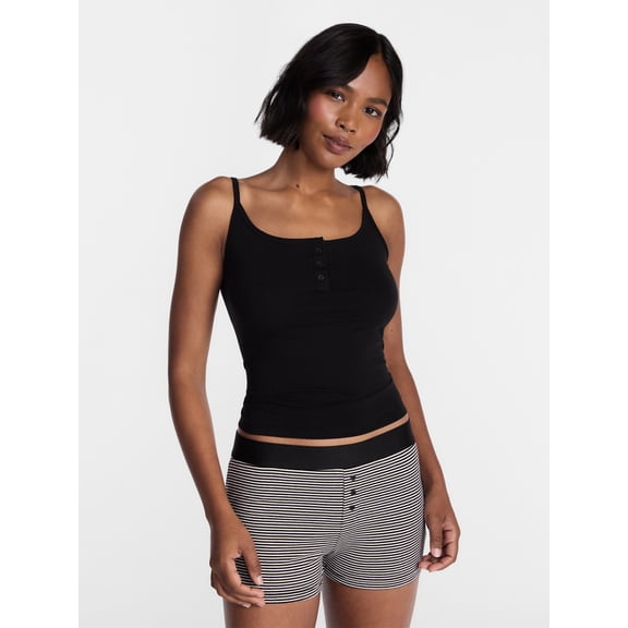 No Boundaries Cloud Core Cami and Boxer Shorts Sleep Set, 2 Piece, Women's XXS-3X