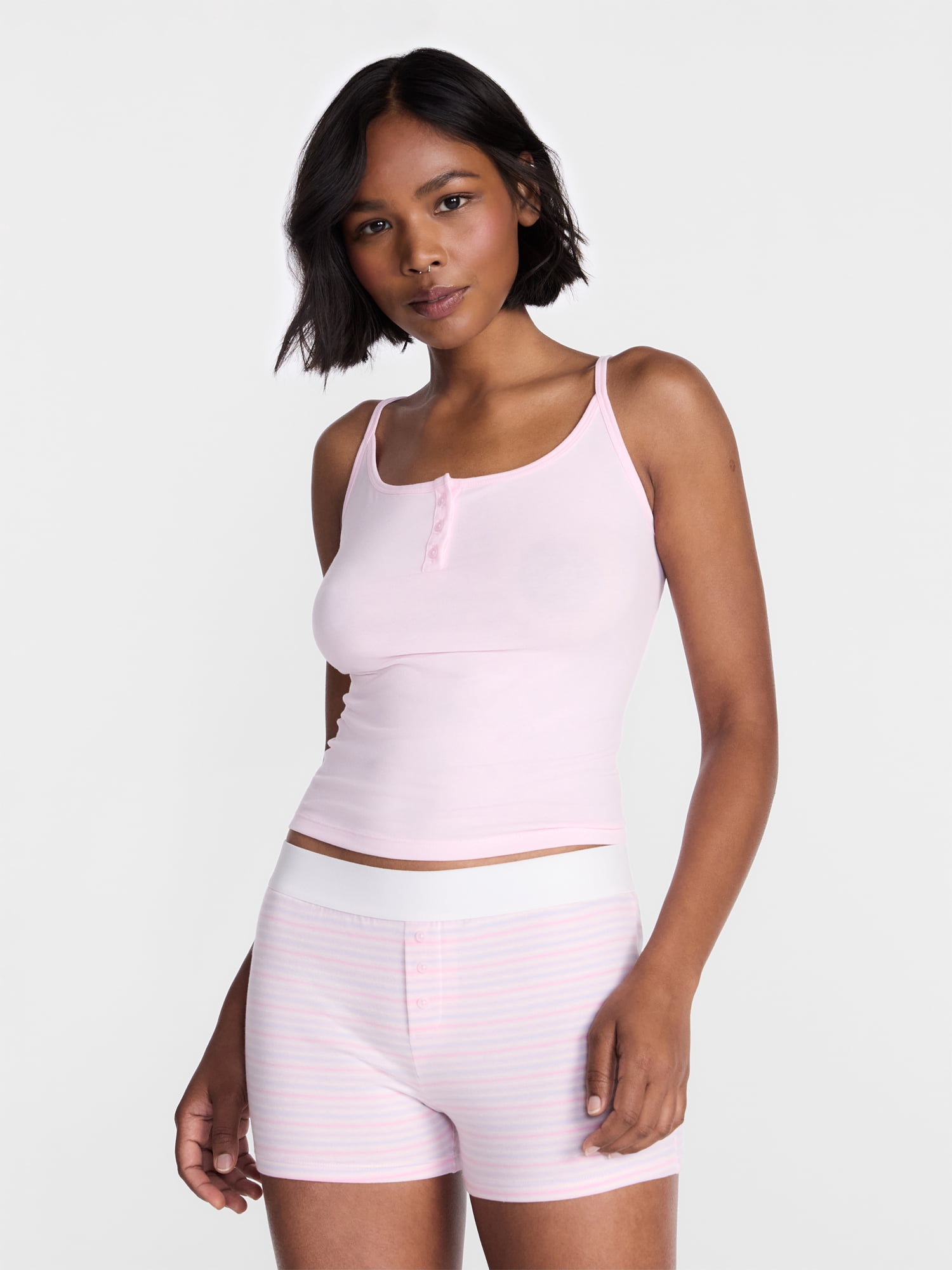 No Boundaries Women’s and Women’s Plus Cloud Core Sleepwear Cami and Boxers, 2-Piece Set, Sizes XXS-3X