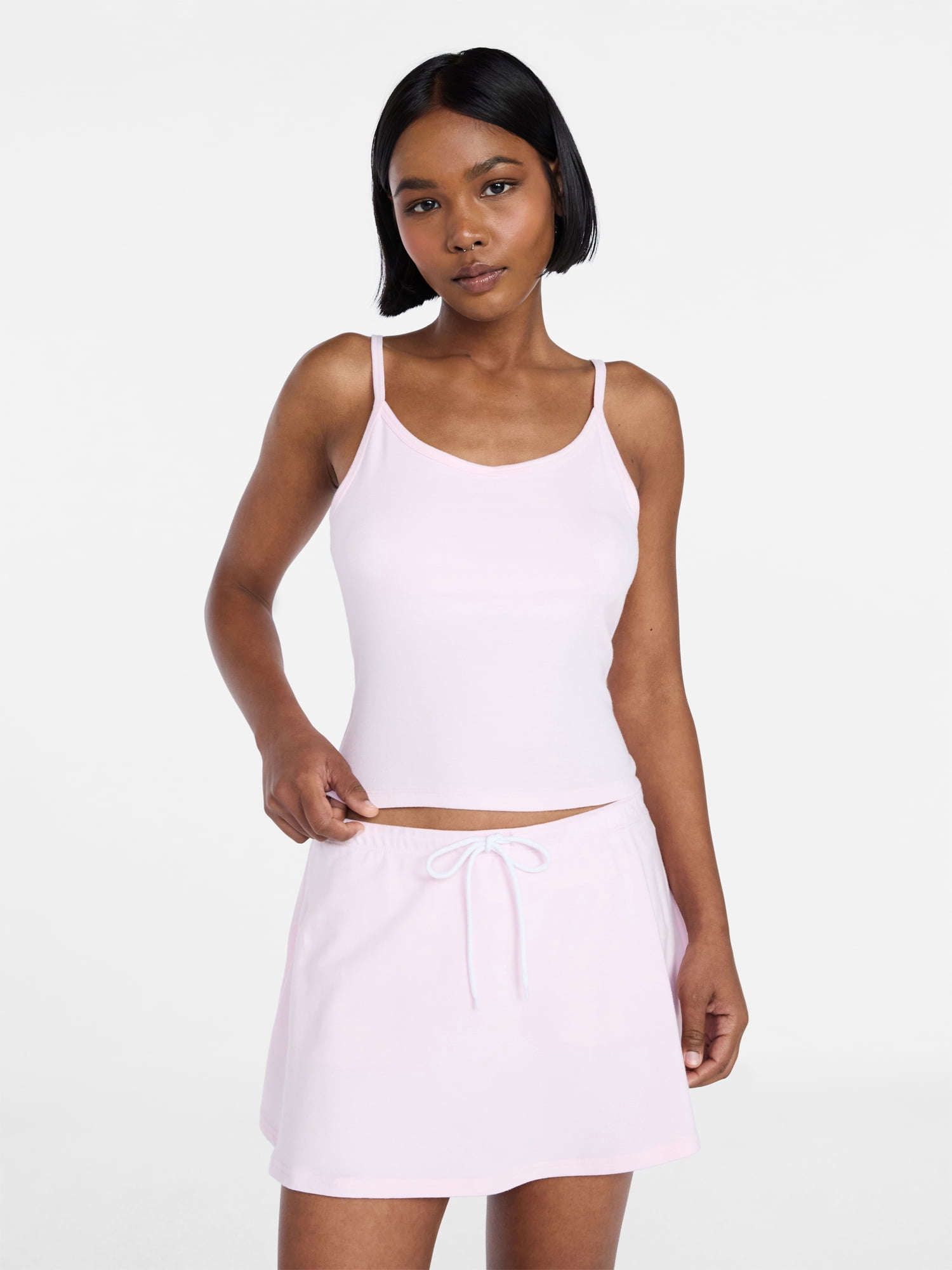 No Boundaries Cozy Sleepwear Cami and Skort Set, 2-Piece, Women’s and Women’s Plus XXS-3X