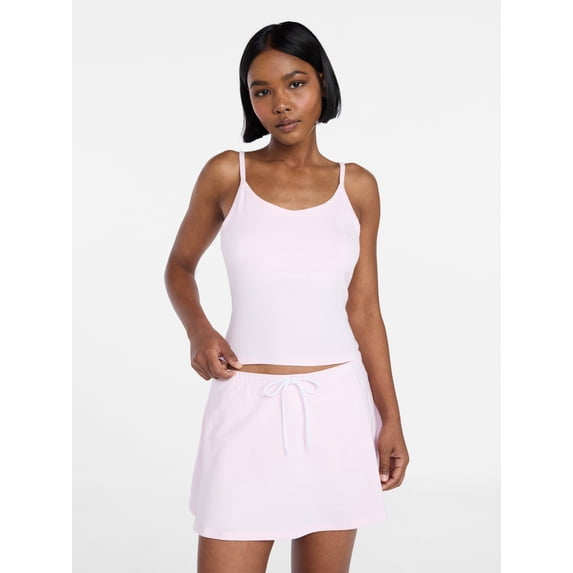 No Boundaries Cozy Sleepwear Cami and Skort Set, 2-Piece, Women’s and Women’s Plus XXS-3X