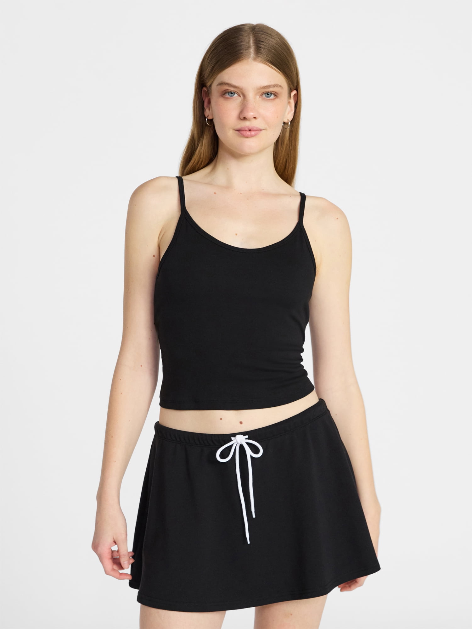 No Boundaries Cozy Sleepwear Cami and Skort Set, 2-Piece, Women’s and Women’s Plus XXS-3X
