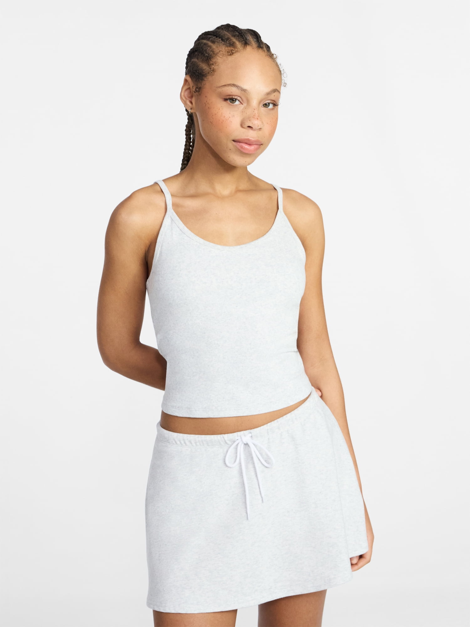 No Boundaries Cozy Sleepwear Cami and Skort Set, 2-Piece, Women's