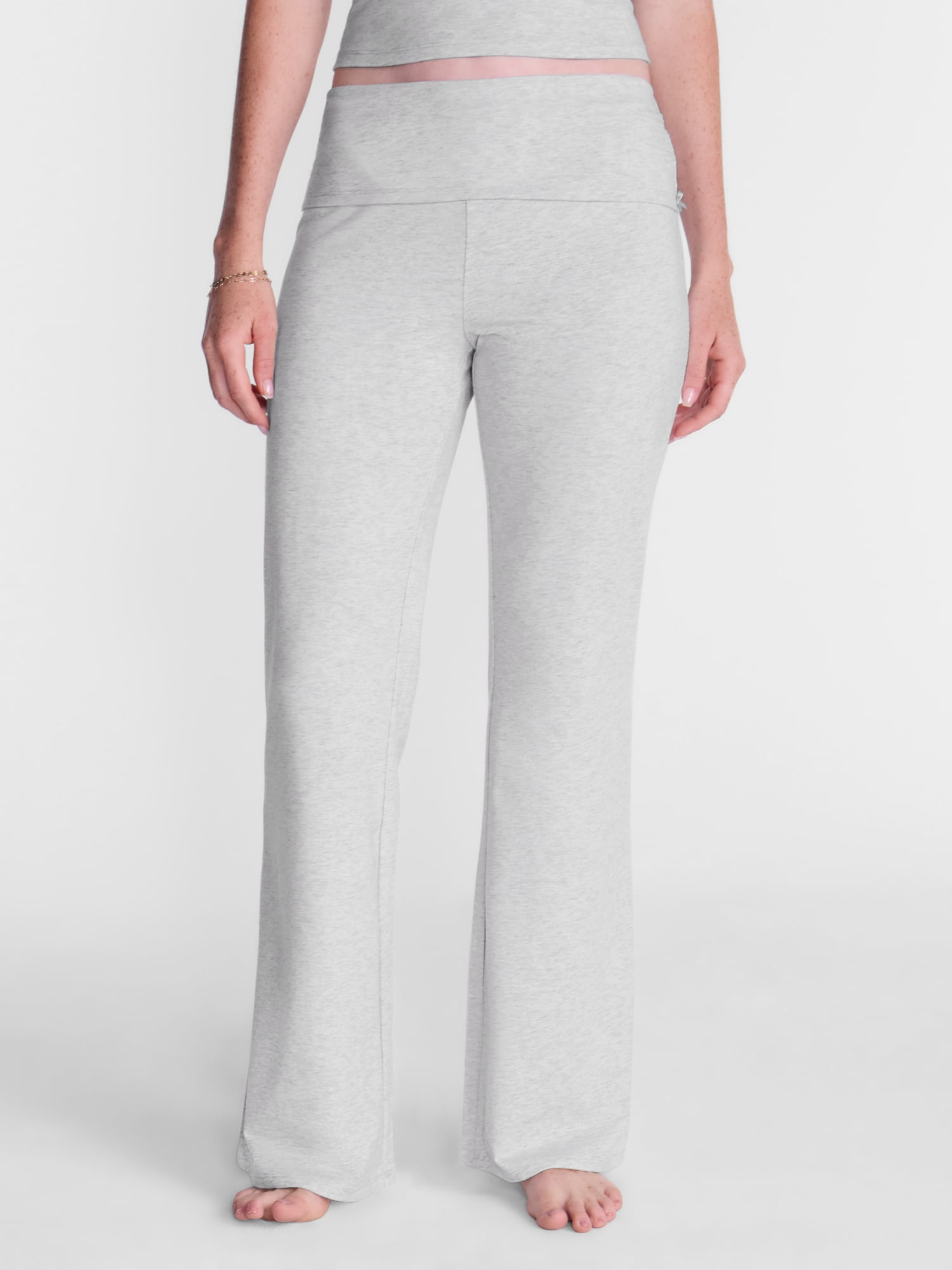 No Boundaries Cotton Blend Jersey Sleep Foldover Pants, 31'' Inseam, Women’s XXS-3X