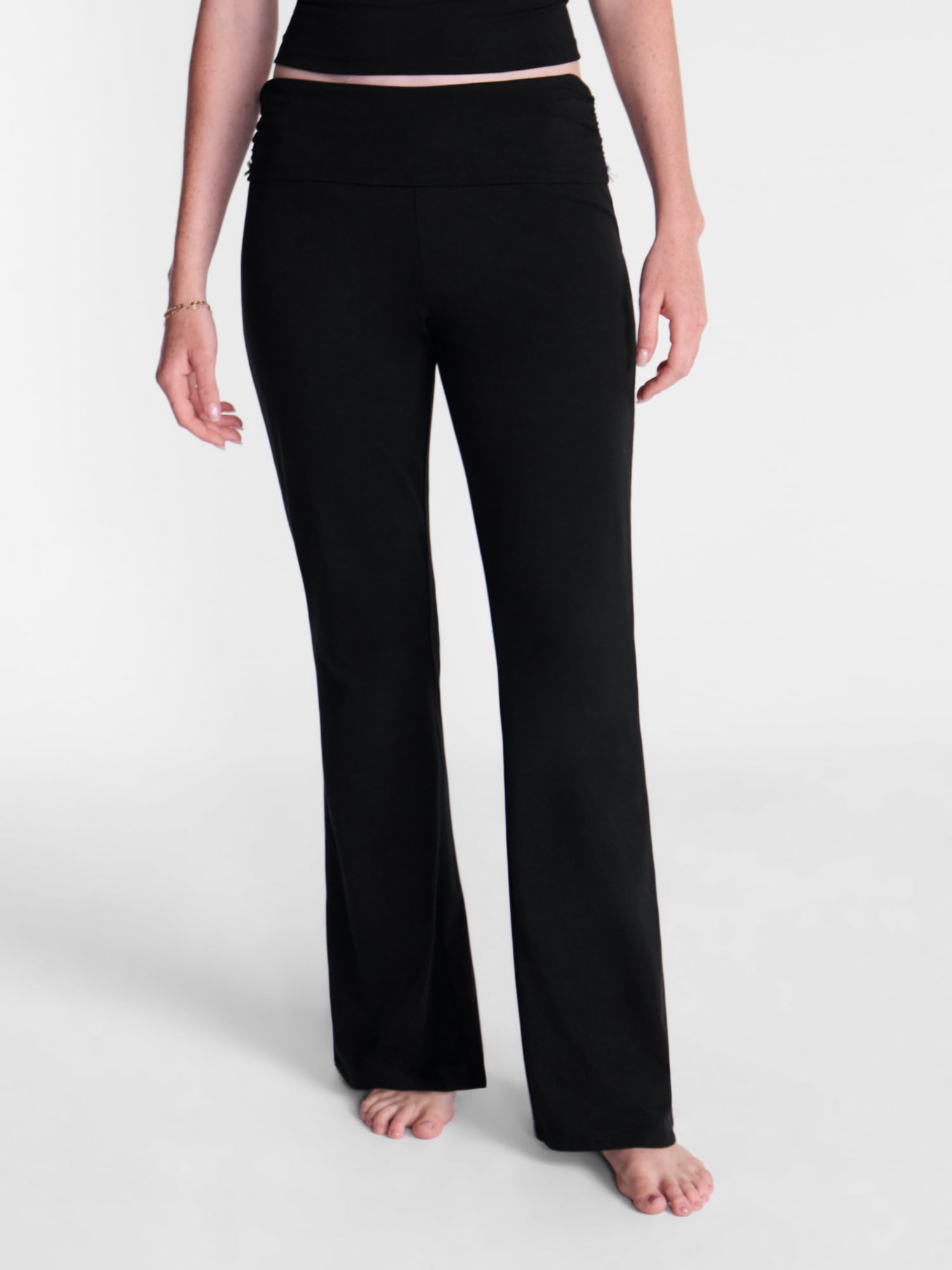 No Boundaries Cotton Blend Jersey Sleep Foldover Pants, 31'' Inseam, Women’s XXS-3X