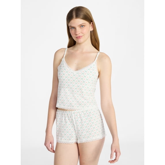 No Boundaries Single Jersey Lace Sleep Cami Top, Women's XXS-3X
