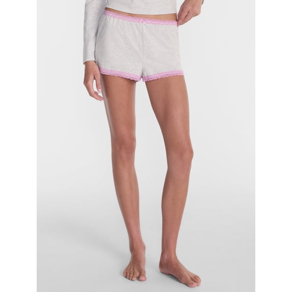 No Boundaries Cotton Blend Jersey Lace Sleep Shorts, Women’s XXS-3X