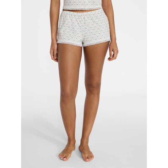No Boundaries Single Jersey Lace Sleep Shorts, Women's XXS-3X