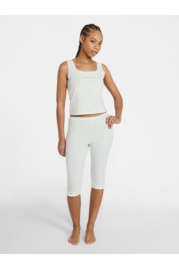 Lace Tank Top and Capri Pants Sleep Set, 2-Piece, Women's XXS-3X