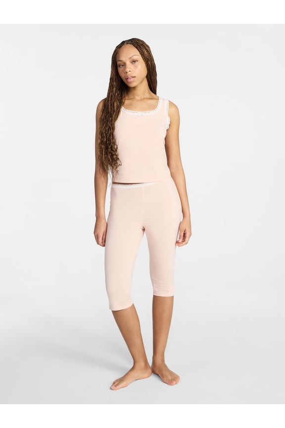 Lace Tank Top and Capri Pants Sleep Set, 2-Piece, Women's XXS-3X
