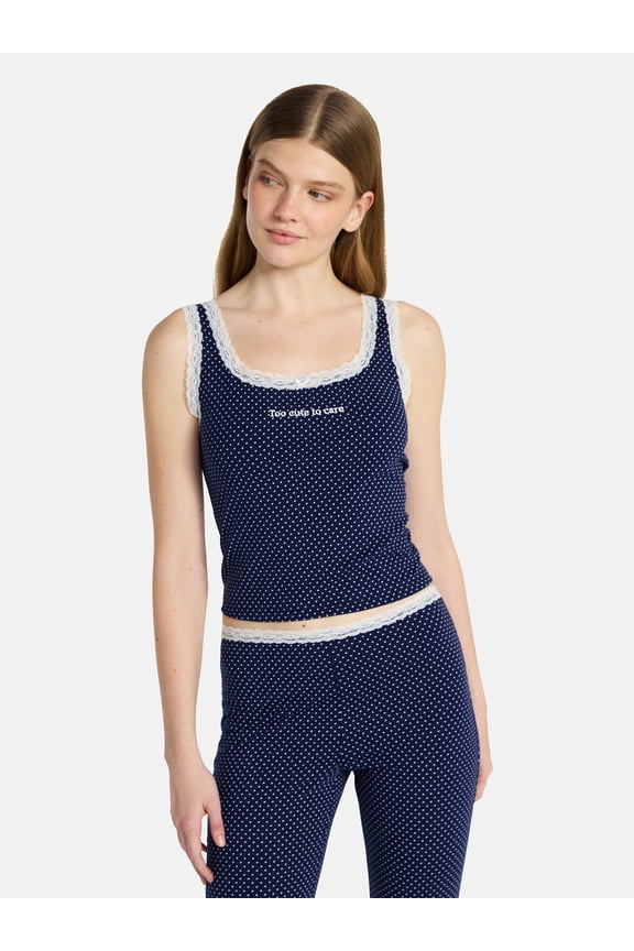 Single Jersey Lace Sleep Tank Top, Women's XXS-3X