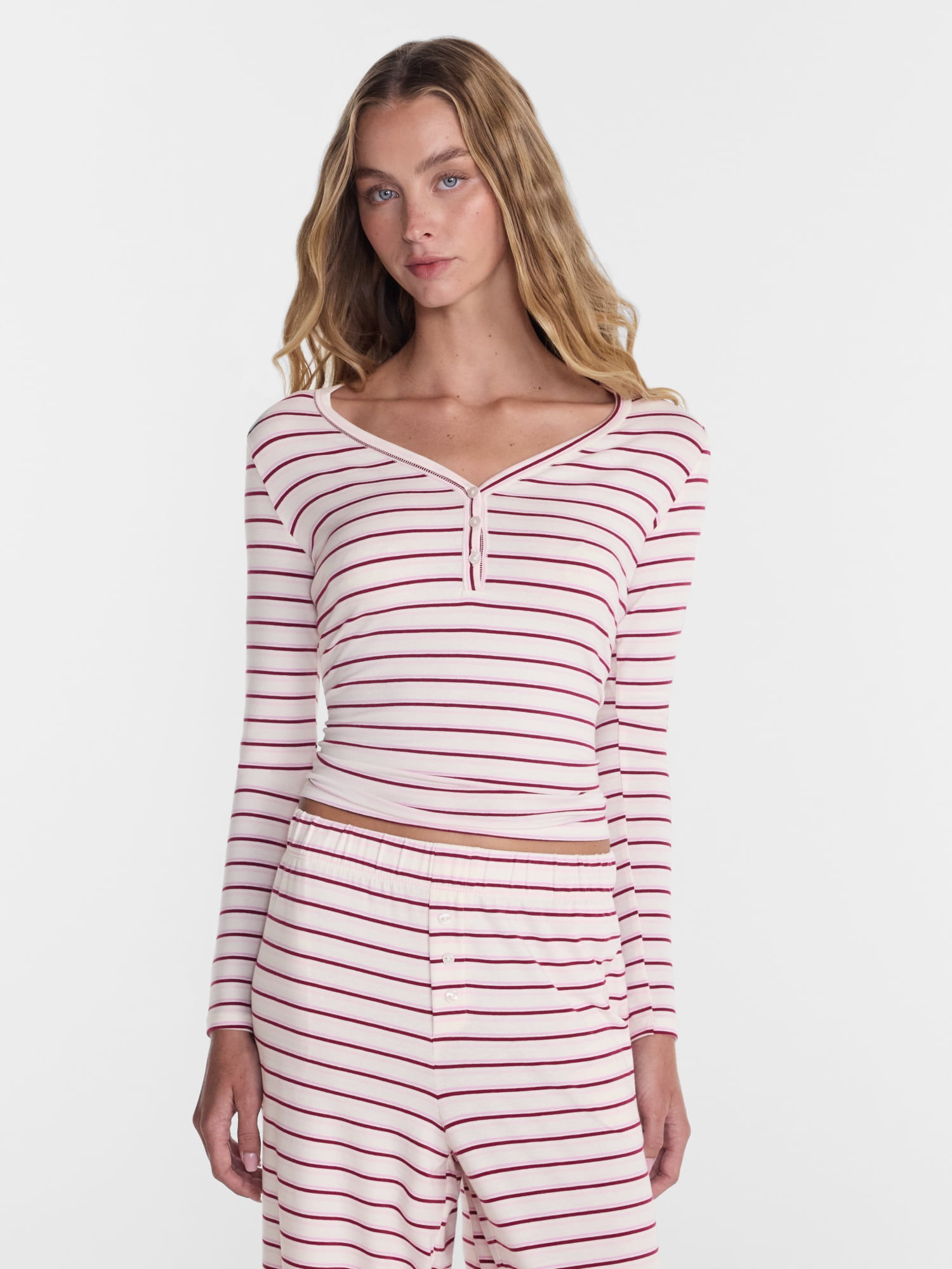 No Boundaries Cloud Core Henley Sleep Shirt, Women's XXS-3X