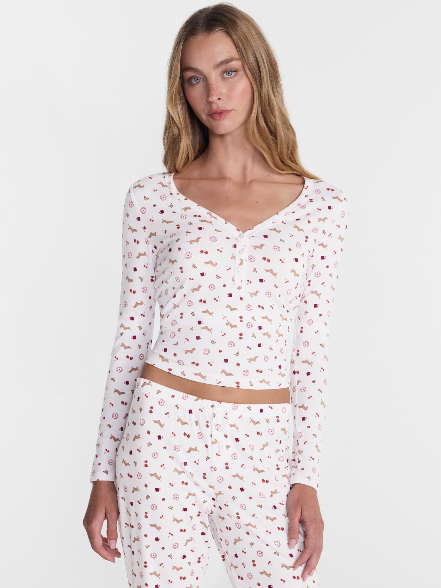 No Boundaries Cloud Core Henley Sleep Shirt, Women's XXS-3X