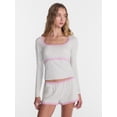 thumbnail image 1 of No Boundaries Sleep Lace Top with Long Sleeves, Women’s XXS-3X, 1 of 5