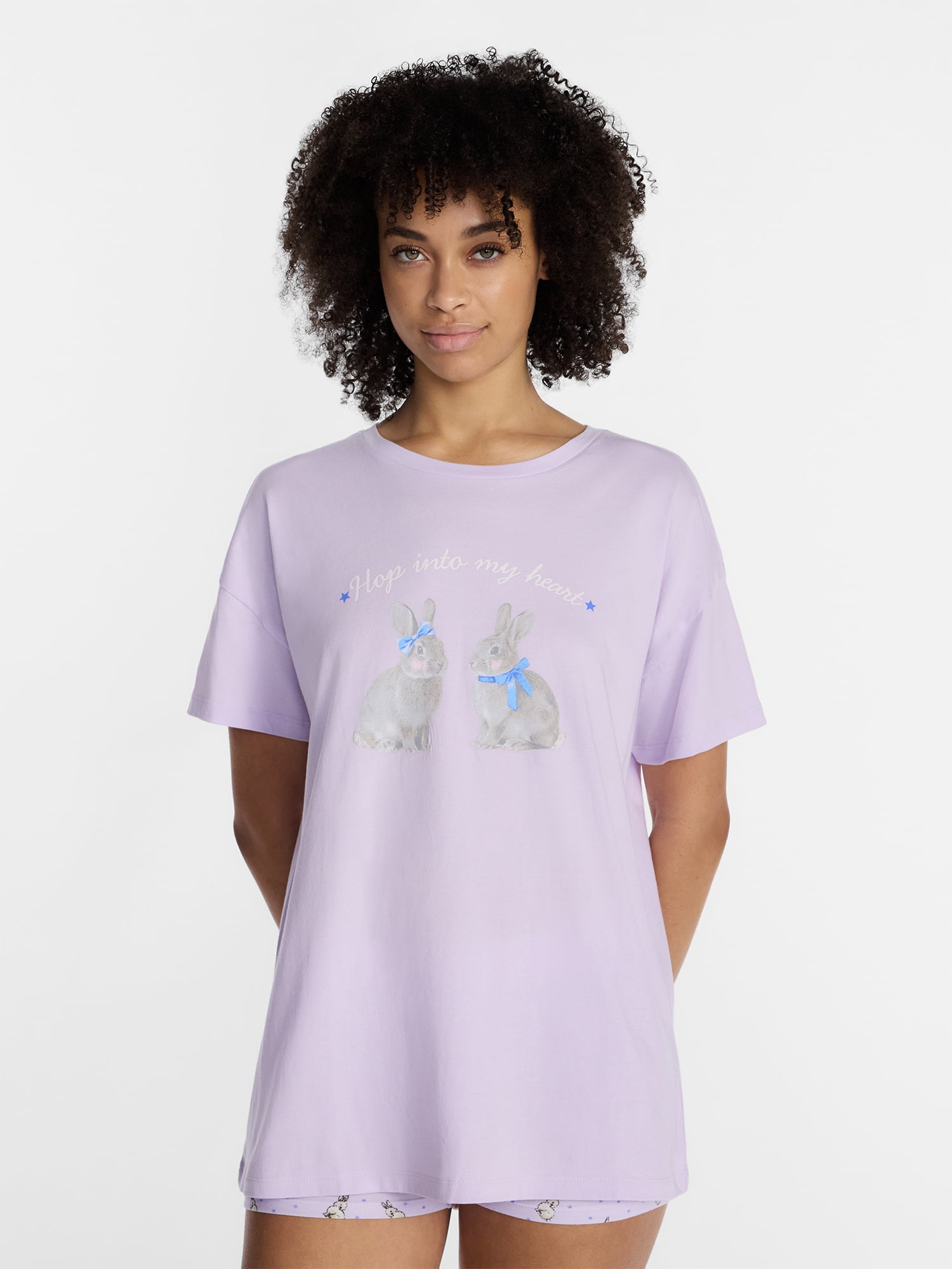 No Boundaries Sleepwear Oversized Graphic Cotton Tee, Women’s and Women’s Plus XXS-3X