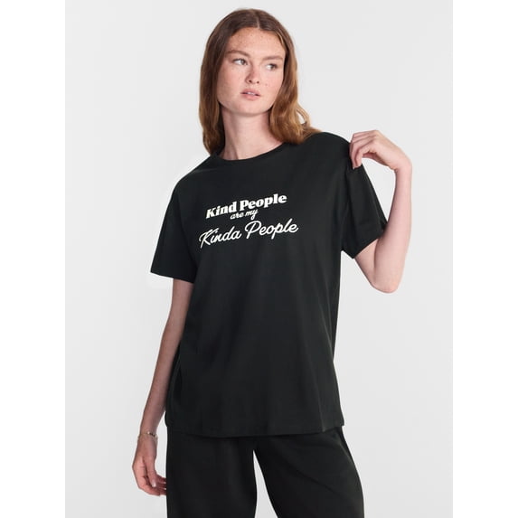 No Boundaries Sleep Oversized Cotton Graphic Tee, Women’s and Women's Plus XXS-3X