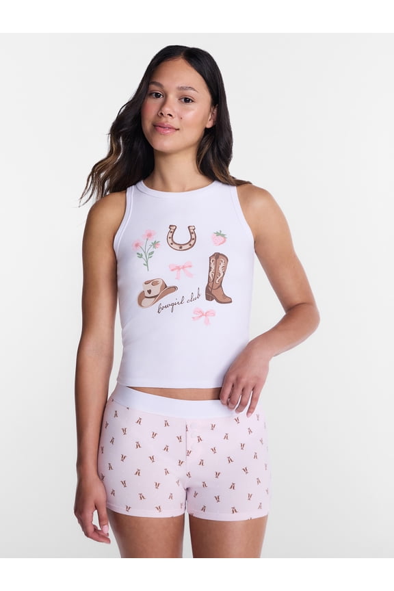 Sleepwear Ribbed Tank Top and Boxers Set from our Cloud Core Collection, 2 Piece, Women’s and Women’s Plus XXS-3X