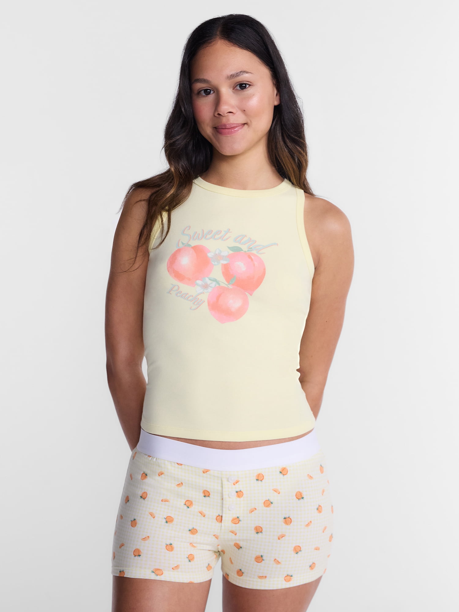 No Boundaries Sleepwear Ribbed Tank Top and Boxers Set from our Cloud Core Collection, 2 Piece, Women’s and Women’s Plus XXS-3X