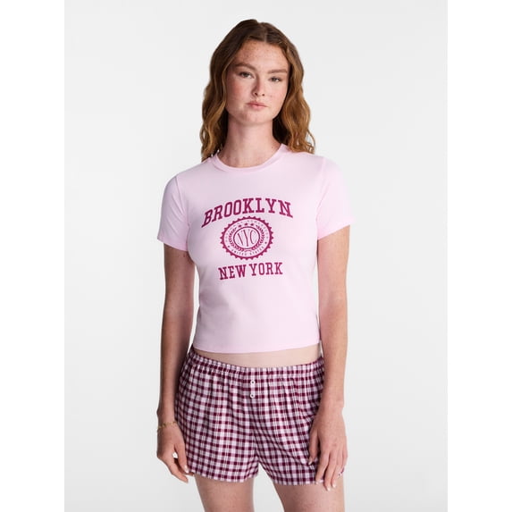 No Boundaries Sleep Tee with Short Sleeves, Women's XS-XXL