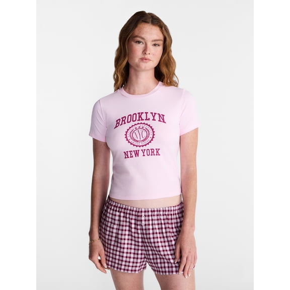 No Boundaries Sleep Tee with Short Sleeves, Women's XS-XXL