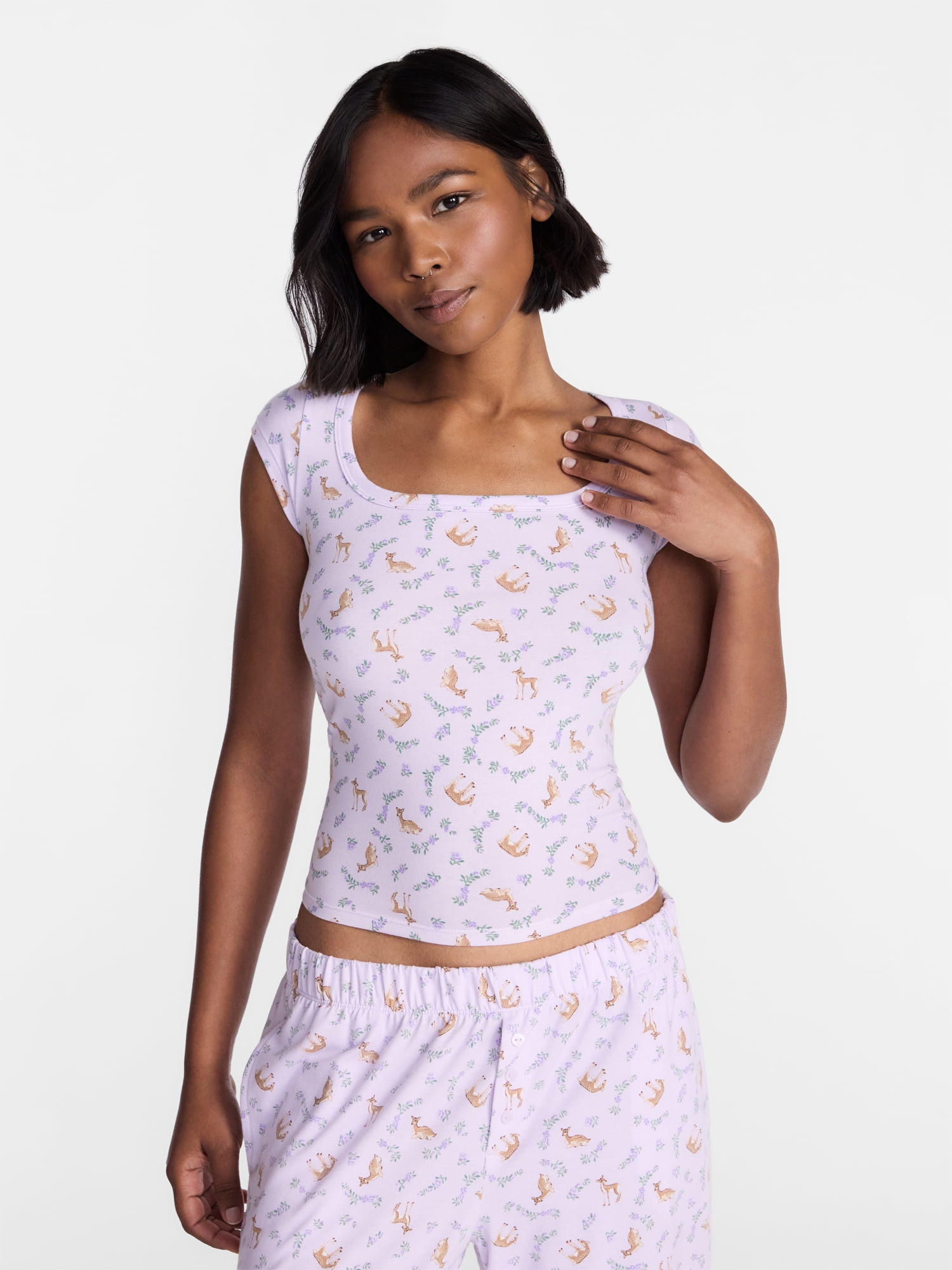 No Boundaries Cloud Core Sleepwear Scoop Neck Top, Women's XXS-3X