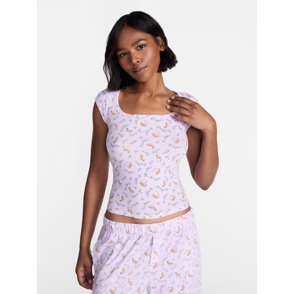 No Boundaries Cloud Core Sleepwear Scoop Neck Top, Women's XXS-3X