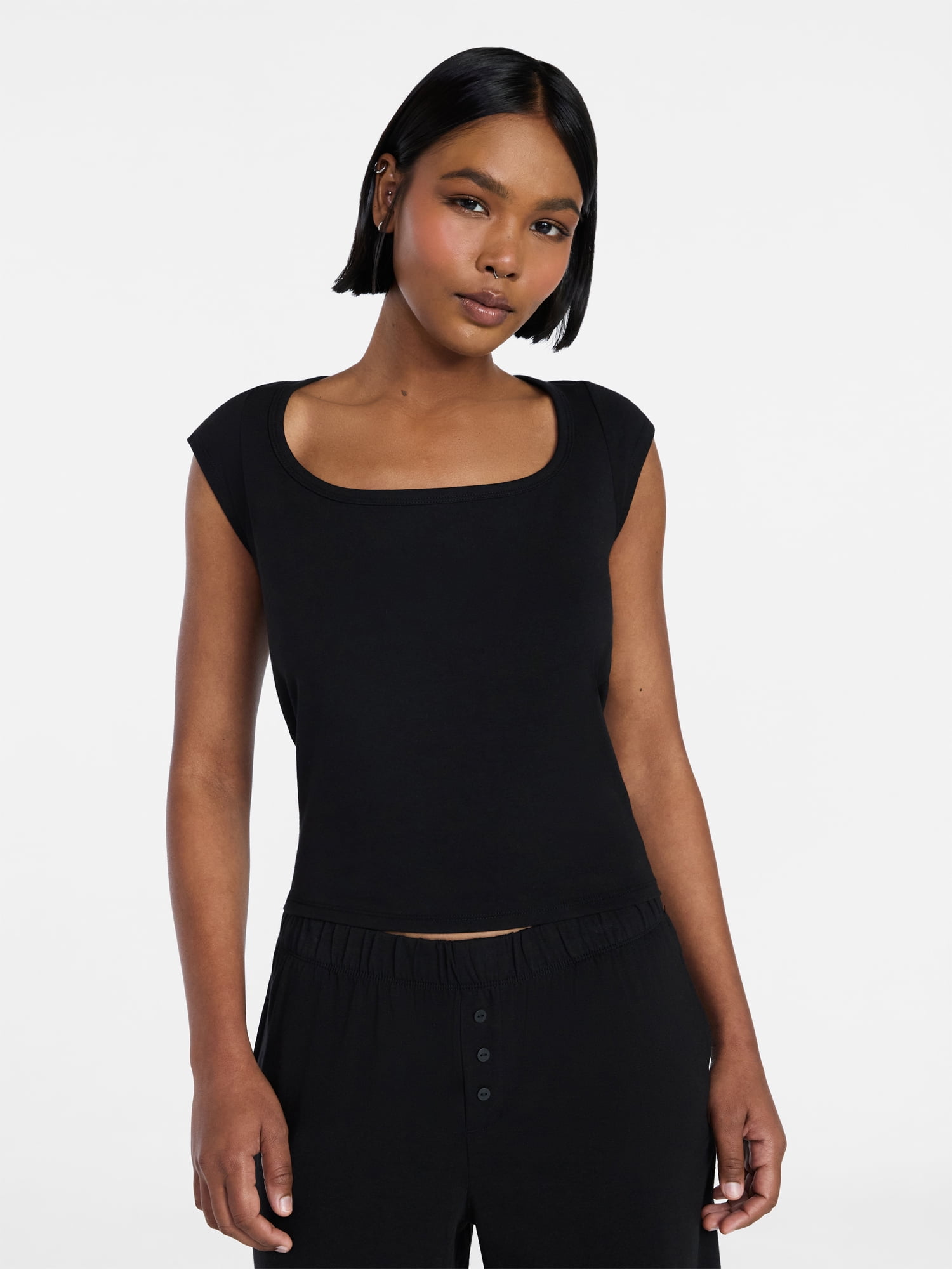 No Boundaries Cloud Core Sleep Scoop Neck Tee, Women's Sizes XXS-3X