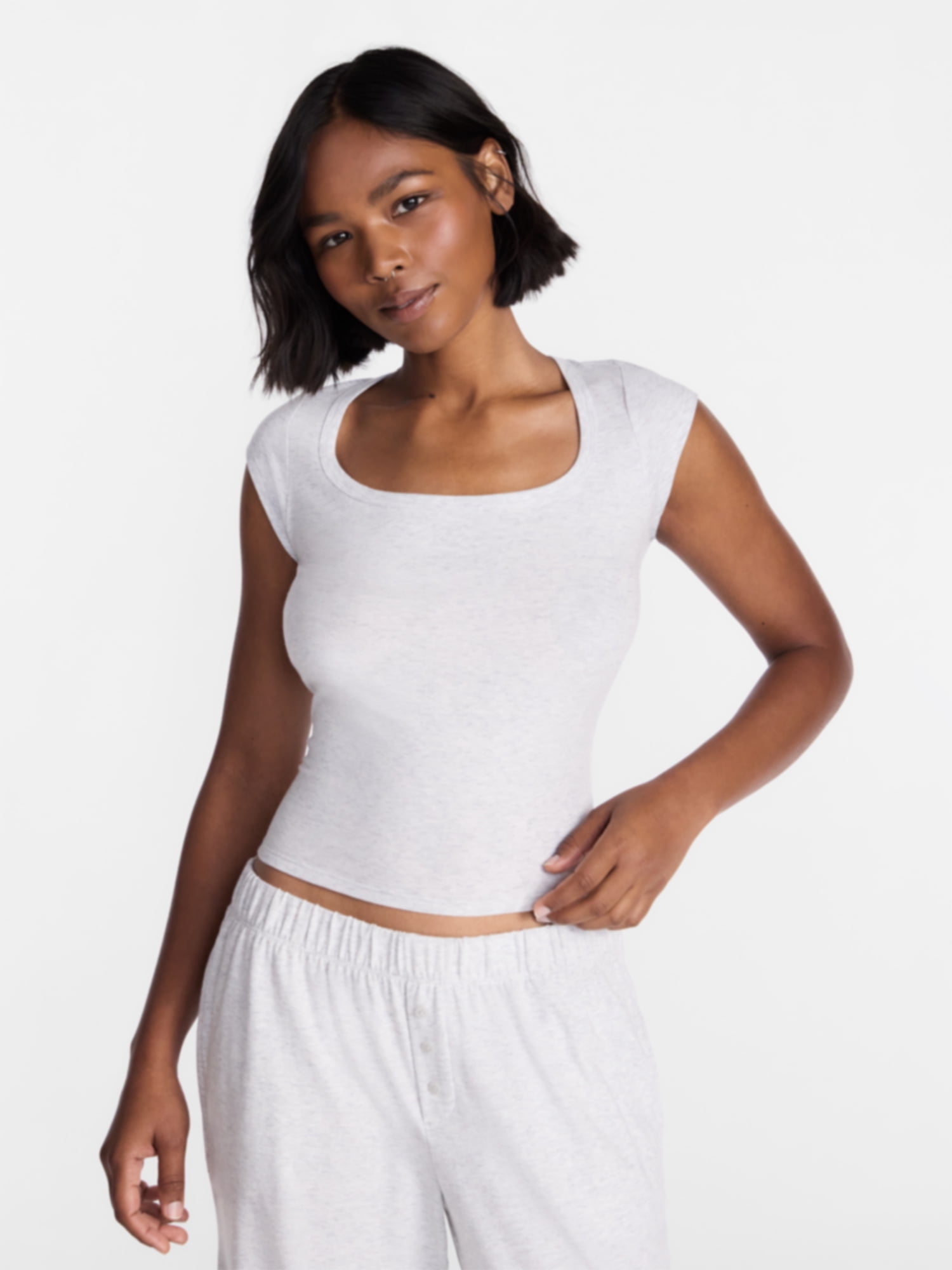 No Boundaries Cloud Core Sleepwear Scoop Neck Top, Women's XXS-3X