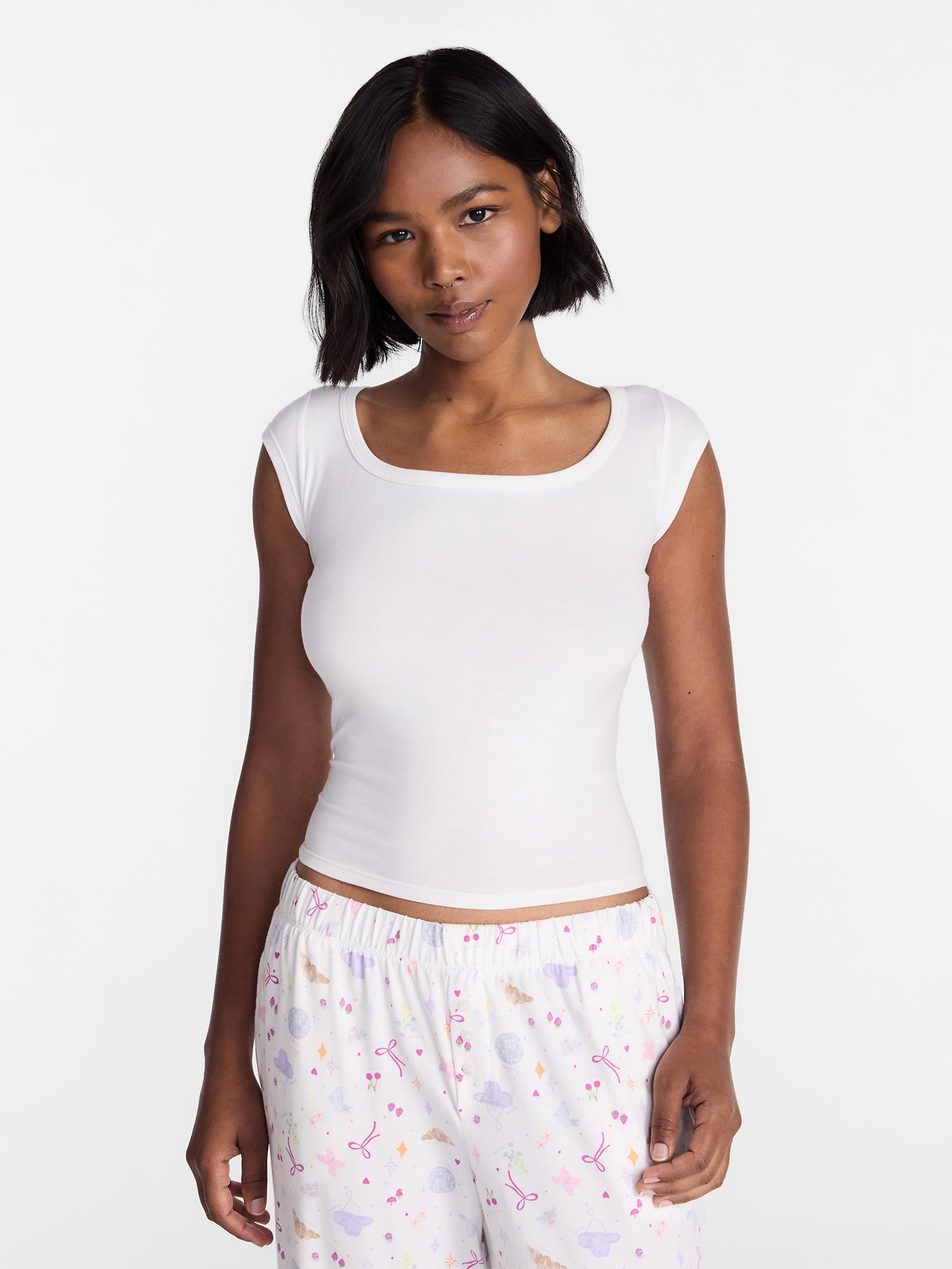 No Boundaries Cloud Core Sleepwear Scoop Neck Top, Women's XXS-3X
