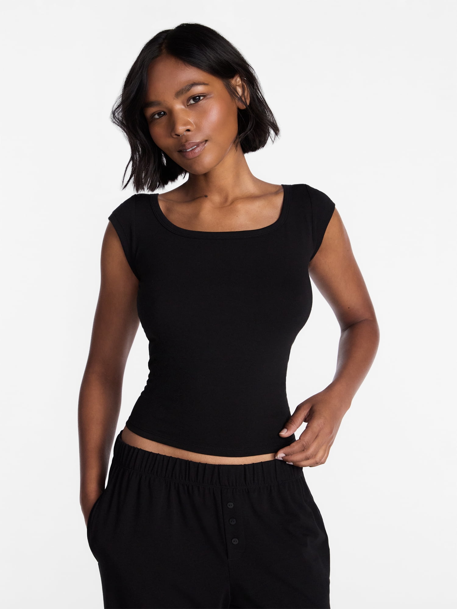 No Boundaries Cloud Core Sleepwear Scoop Neck Top, Women's XXS-3X
