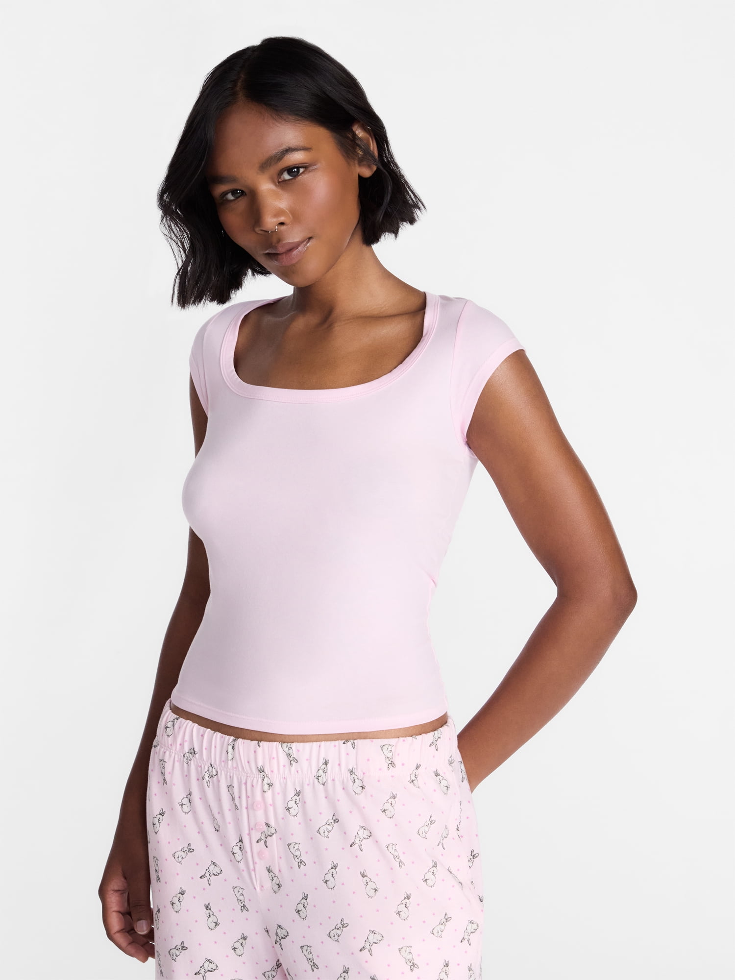 No Boundaries Cloud Core Sleepwear Scoop Neck Top, Women's XXS-3X