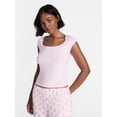 thumbnail image 1 of No Boundaries Cloud Core Sleepwear Scoop Neck Top, Women's XXS-3X, 1 of 5