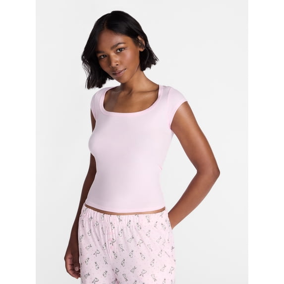 No Boundaries Cloud Core Sleepwear Scoop Neck Top, Women's XXS-3X