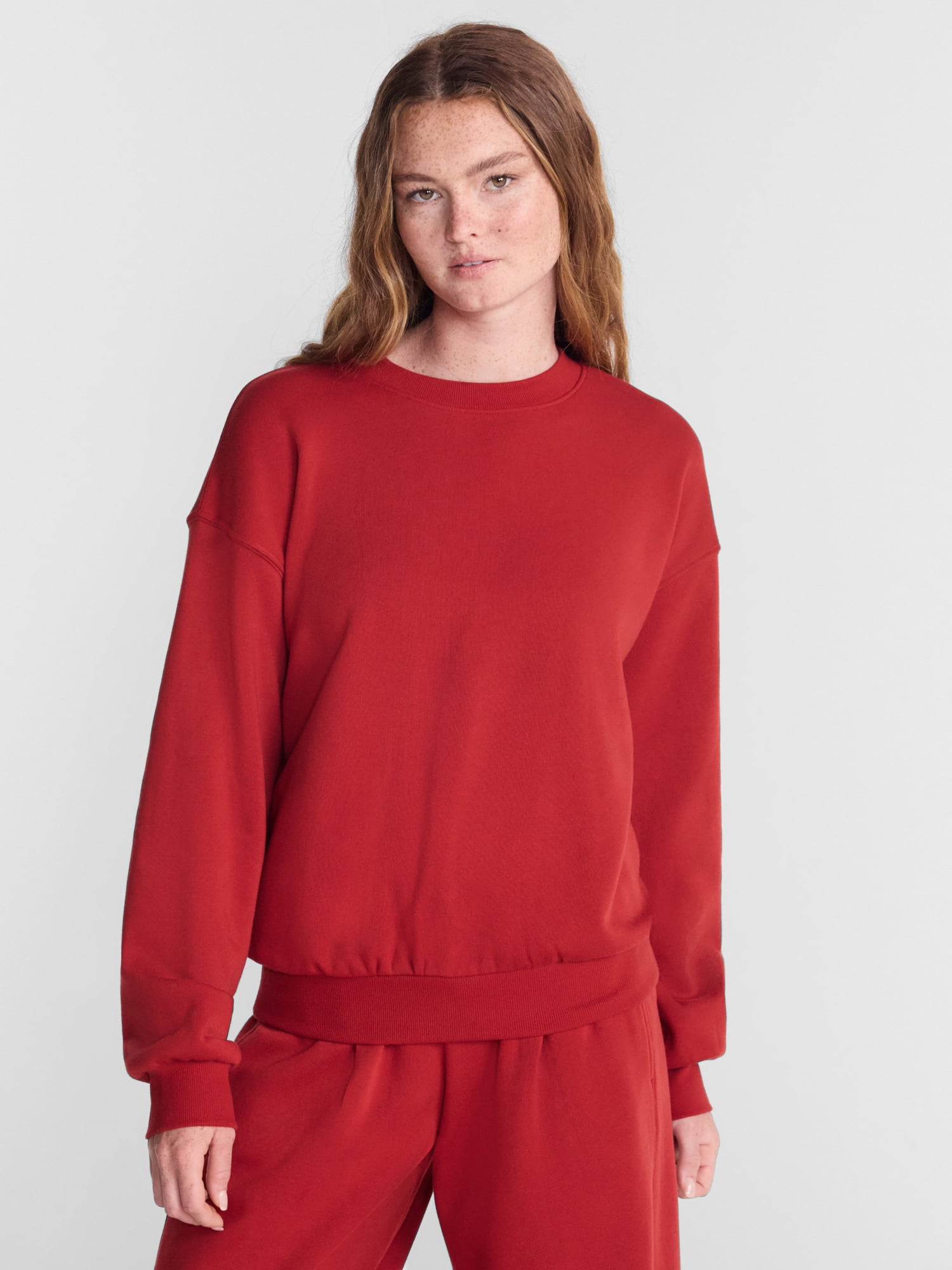 No Boundaries Pullover Crewneck Sleep Top with Long Sleeves, Women's XXS-3X