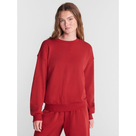 No Boundaries Pullover Crewneck Sleep Top with Long Sleeves, Women's XXS-3X