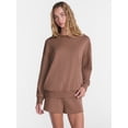 thumbnail image 1 of No Boundaries Pullover Crewneck Sleep Top with Long Sleeves, Women's XXS-3X, 1 of 5