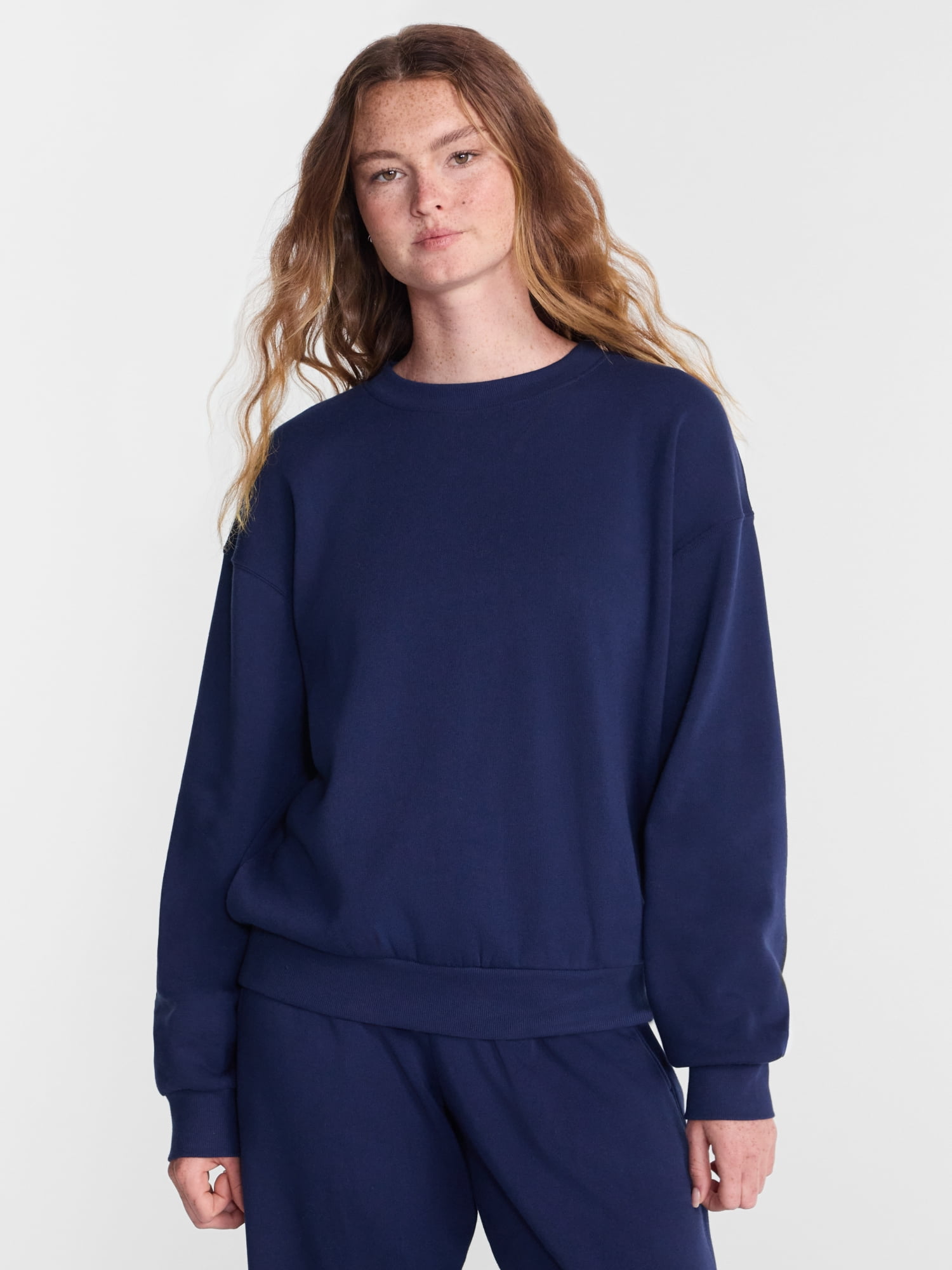 No Boundaries Pullover Crewneck Sleep Top with Long Sleeves, Women's XXS-3X