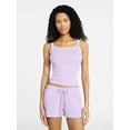 thumbnail image 1 of No Boundaries Sleep Ribbed Tank and Shorts Set, 2-Piece, Women’s XXS-3X, 1 of 5