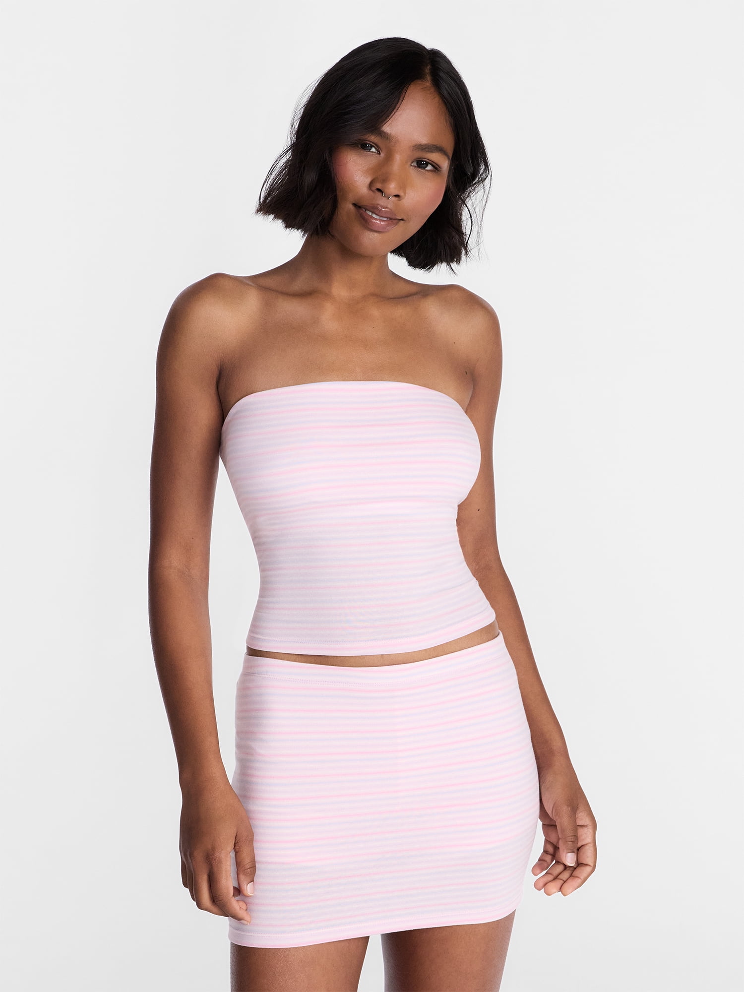 No Boundaries Sleepwear Tube Top and Skort Set from our Cloud Core Collection, 2 Piece, Women’s and Women’s Plus XXS-3X