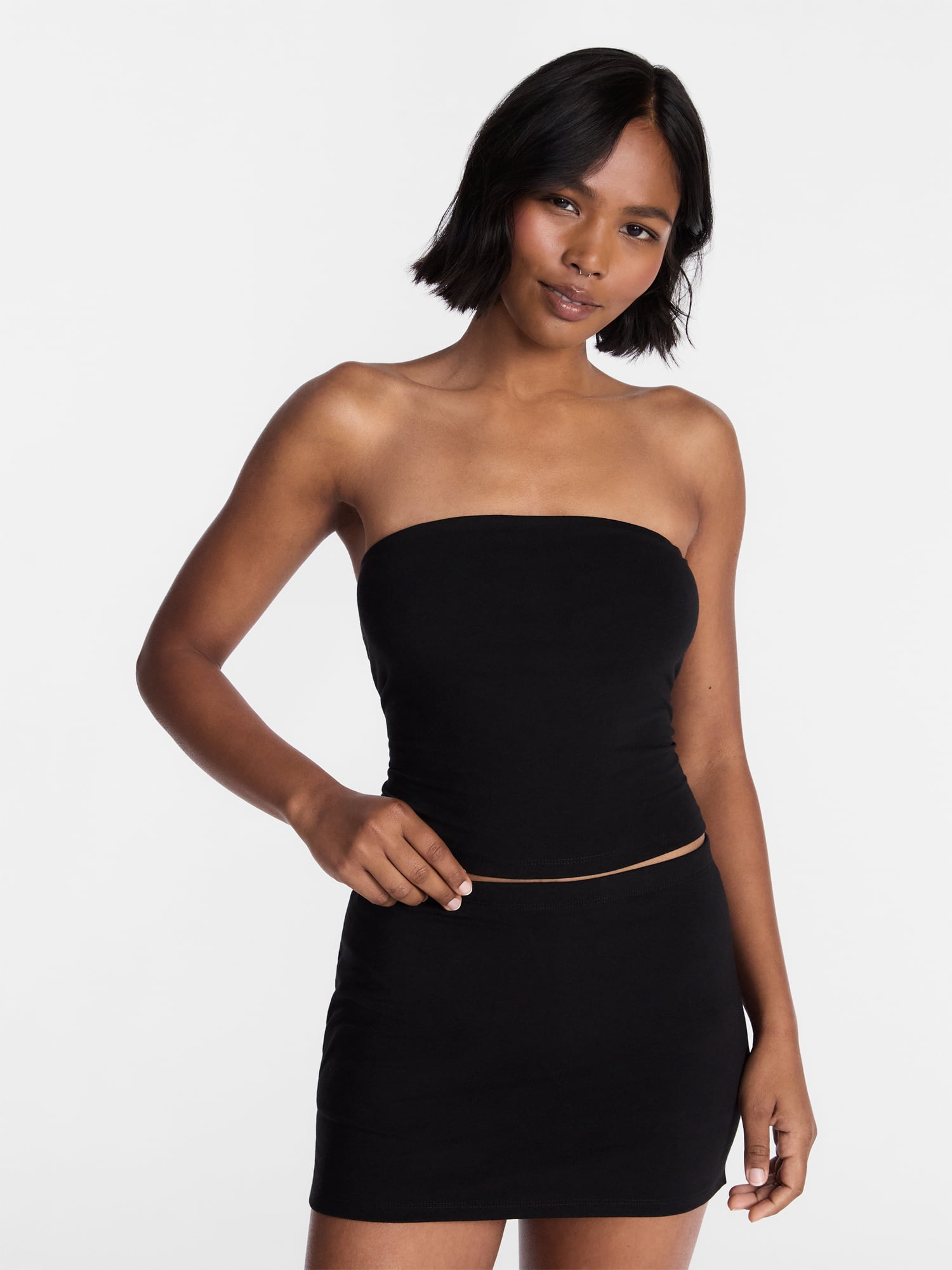 No Boundaries Sleepwear Tube Top and Skort Set from our Cloud Core Collection, 2 Piece, Women’s and Women’s Plus XXS-3X