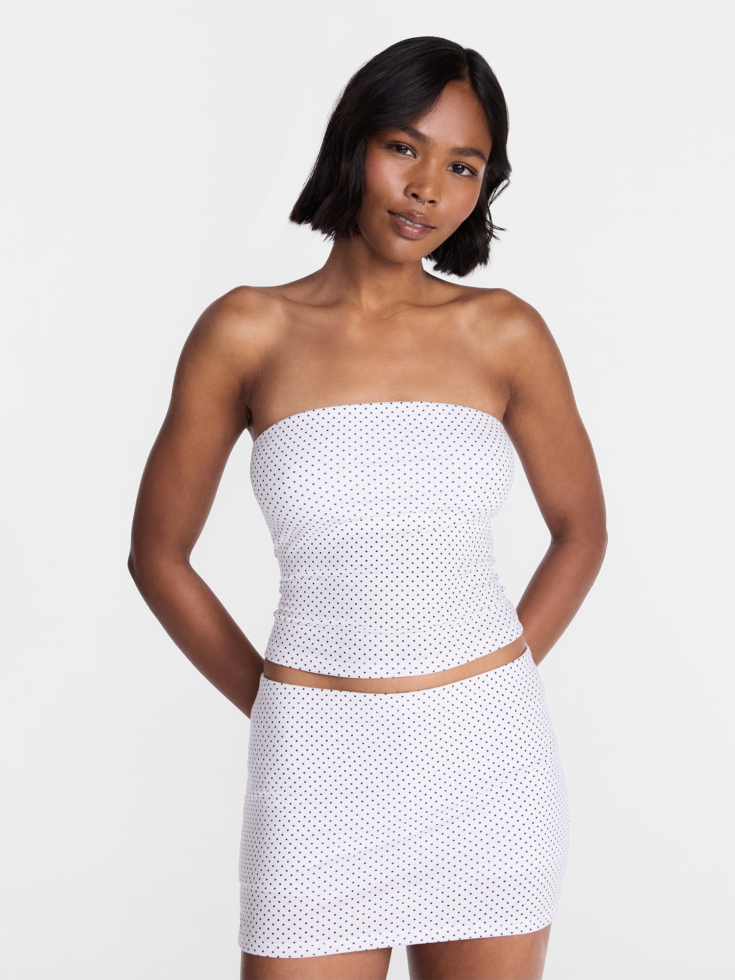 No Boundaries Sleepwear Tube Top and Skort Set from our Cloud Core Collection, 2 Piece, Women’s and Women’s Plus XXS-3X